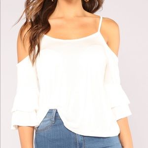 Double Up Cold Shoulder Top - Off White